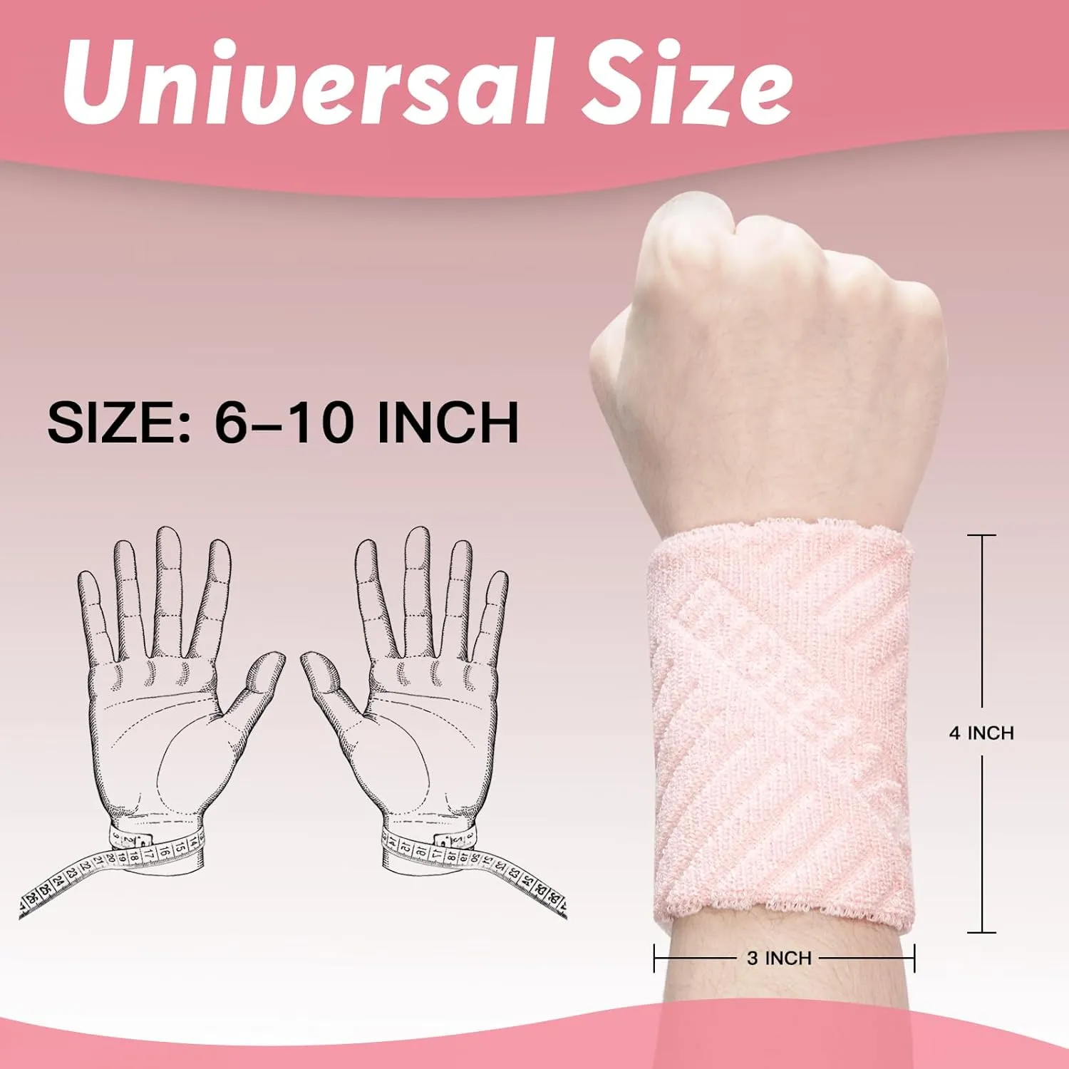 INDEEMAX Wrist Sweatbands for Women and Men 1 Pair, Cotton Absorbent Sports Wrist Bands for Tennis Basketball Volleyball Working Out