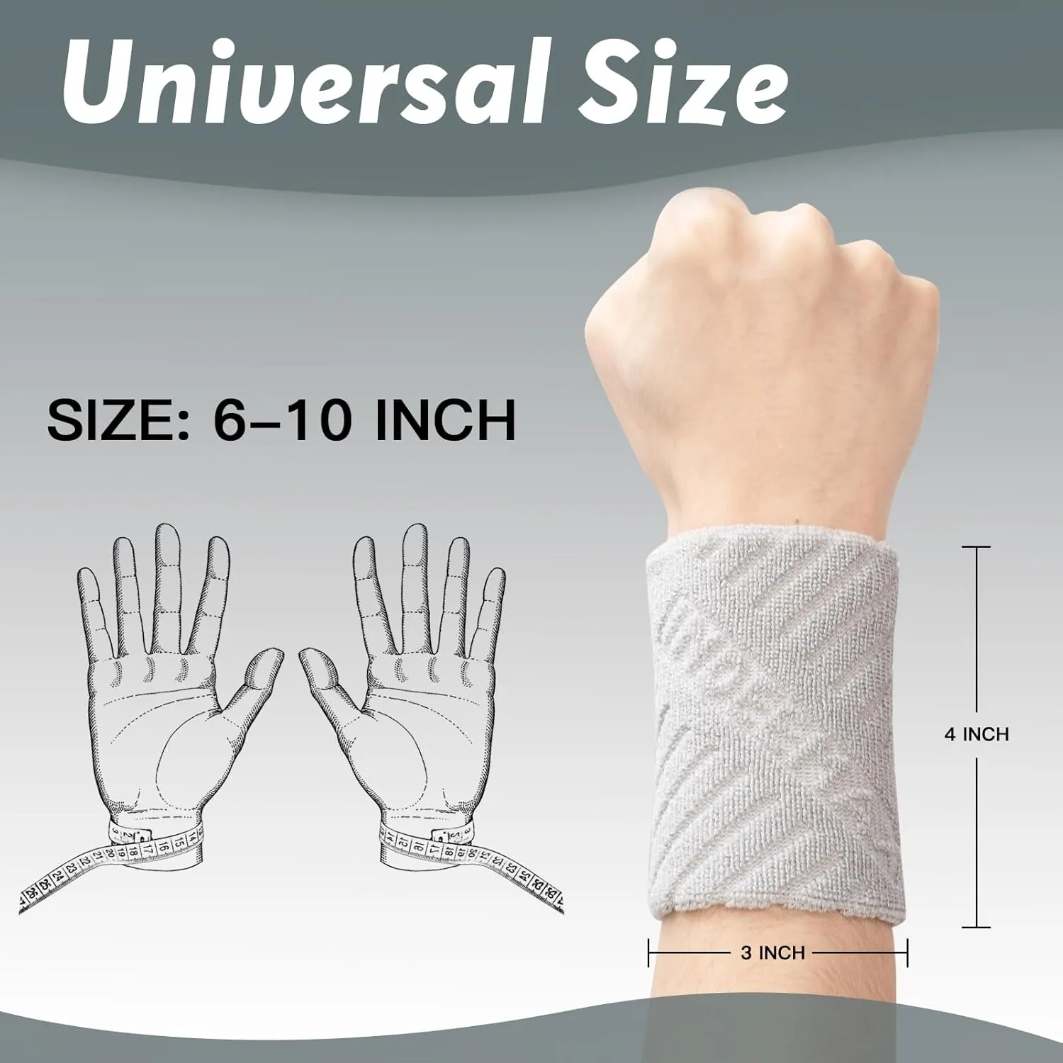 INDEEMAX Wrist Sweatbands for Women and Men 1 Pair, Cotton Absorbent Sports Wrist Bands for Tennis Basketball Volleyball Working Out