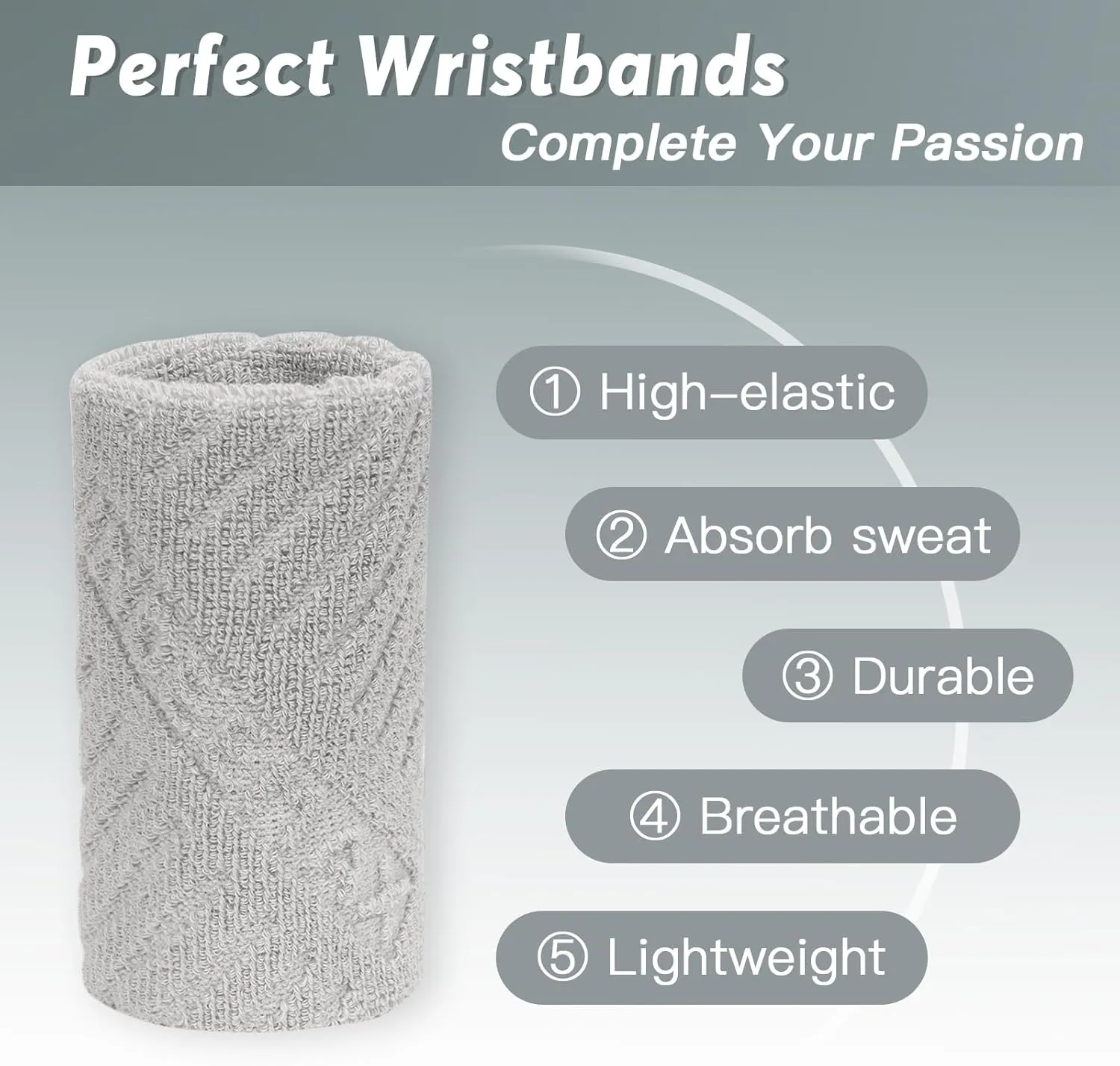 INDEEMAX Wrist Sweatbands for Women and Men 1 Pair, Cotton Absorbent Sports Wrist Bands for Tennis Basketball Volleyball Working Out