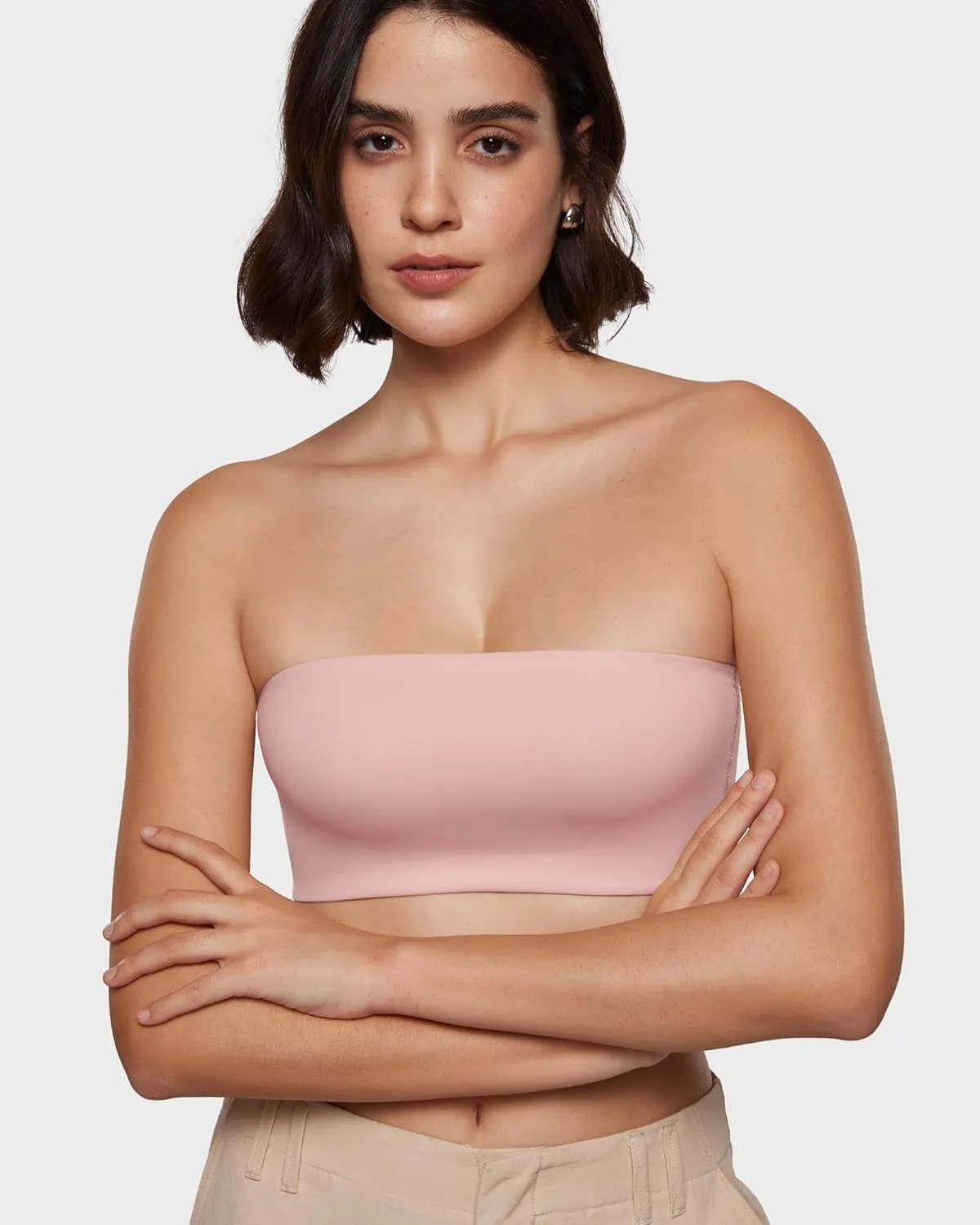 INLYRIC Women's Inbarely Strapless Bandeau Bra Bralette Tube Top Seamless Comfortable Stretchy Non Padded Bras Tops