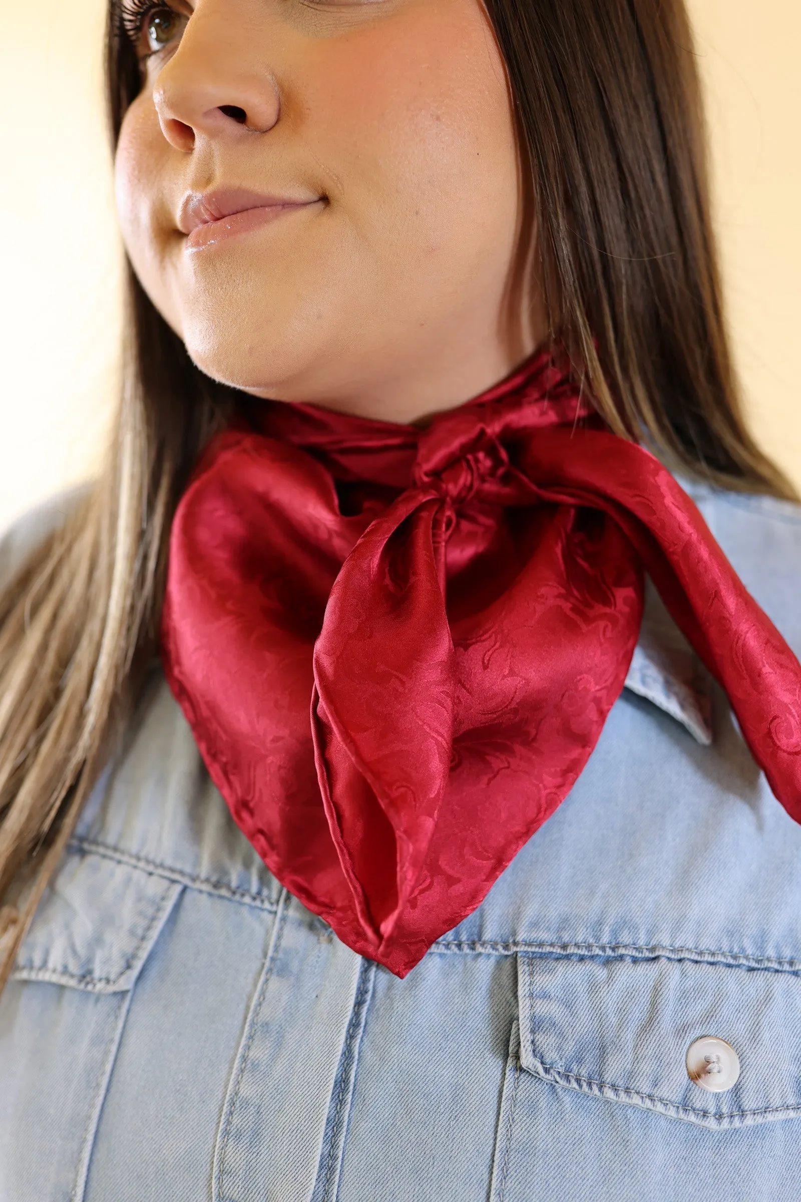 Jacquard Silk Wild Rag in Red