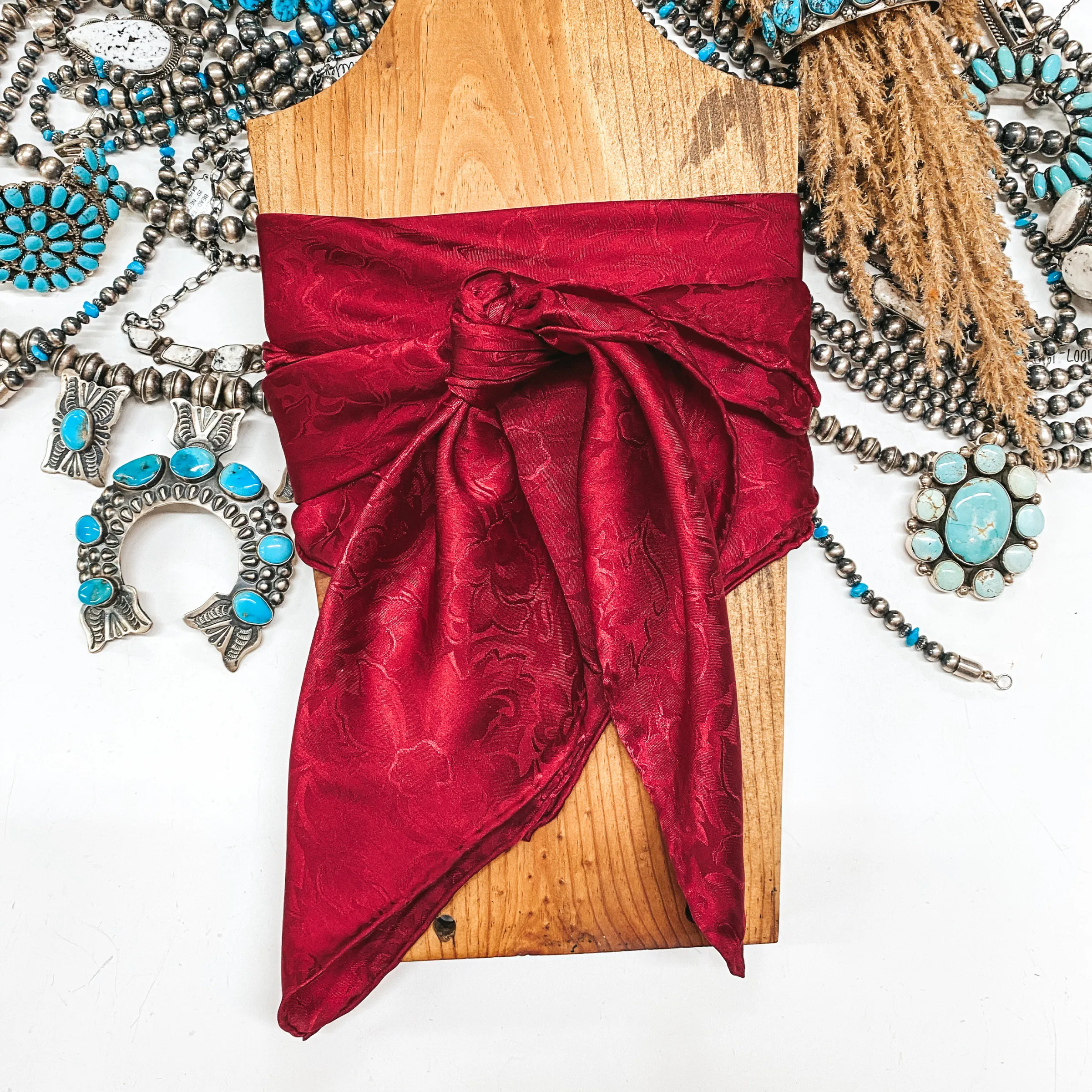 Jacquard Silk Wild Rag in Red
