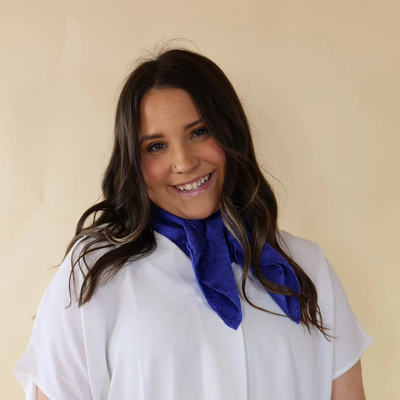 Jacquard Silk Wild Rag in Royal Blue