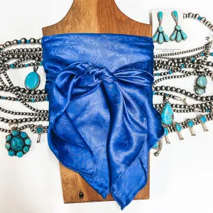 Jacquard Silk Wild Rag in Royal Blue