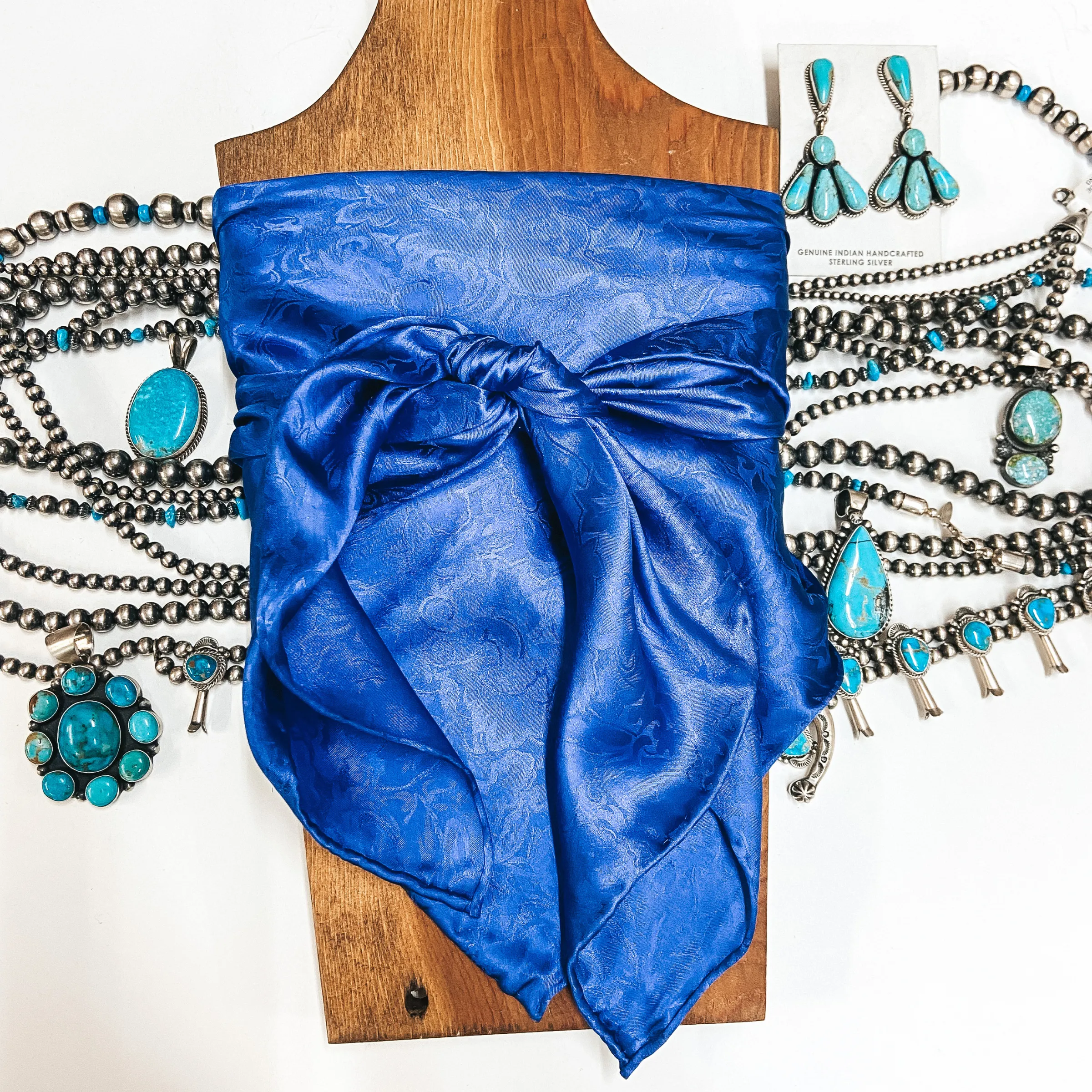Jacquard Silk Wild Rag in Royal Blue