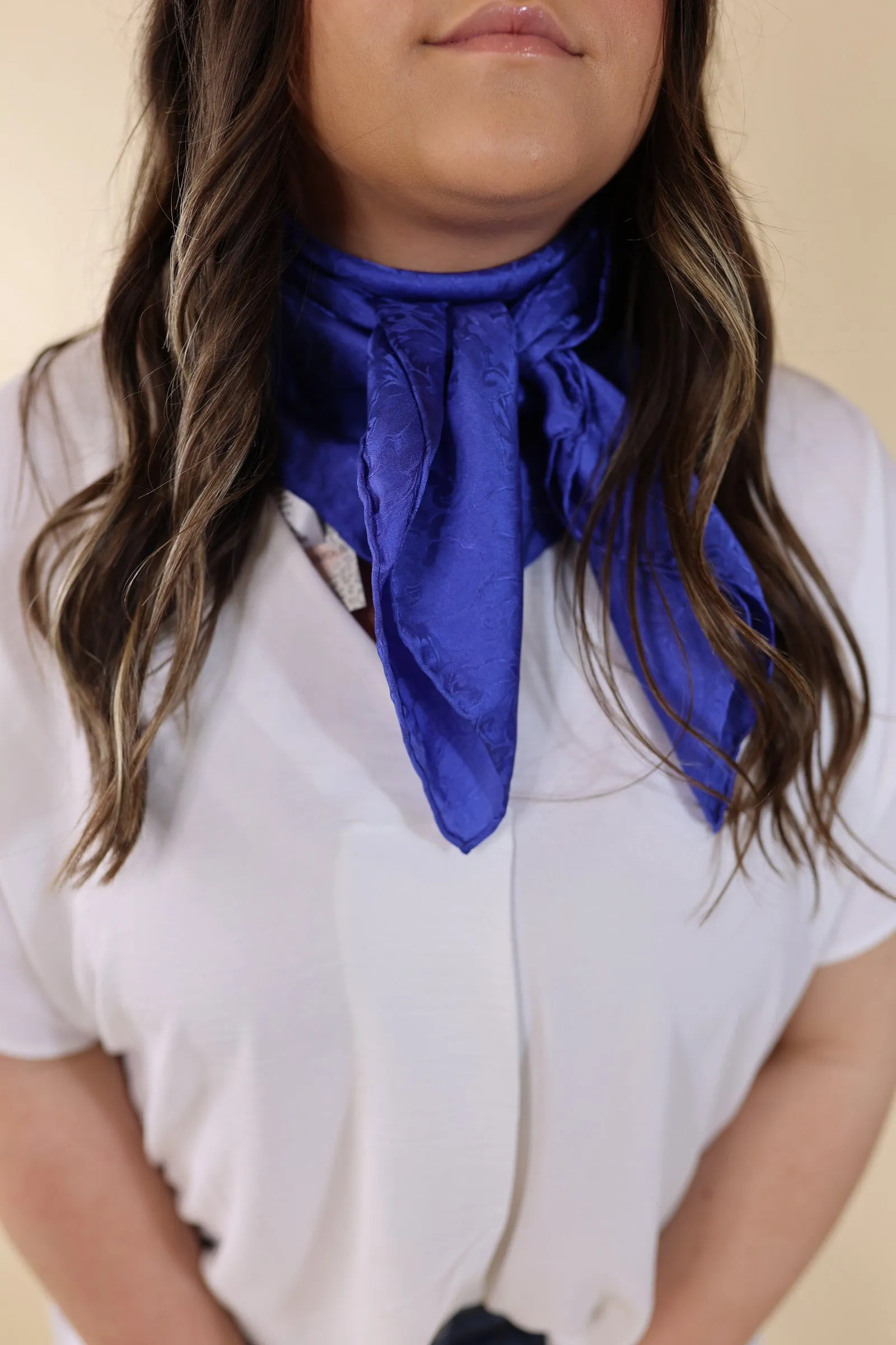 Jacquard Silk Wild Rag in Royal Blue