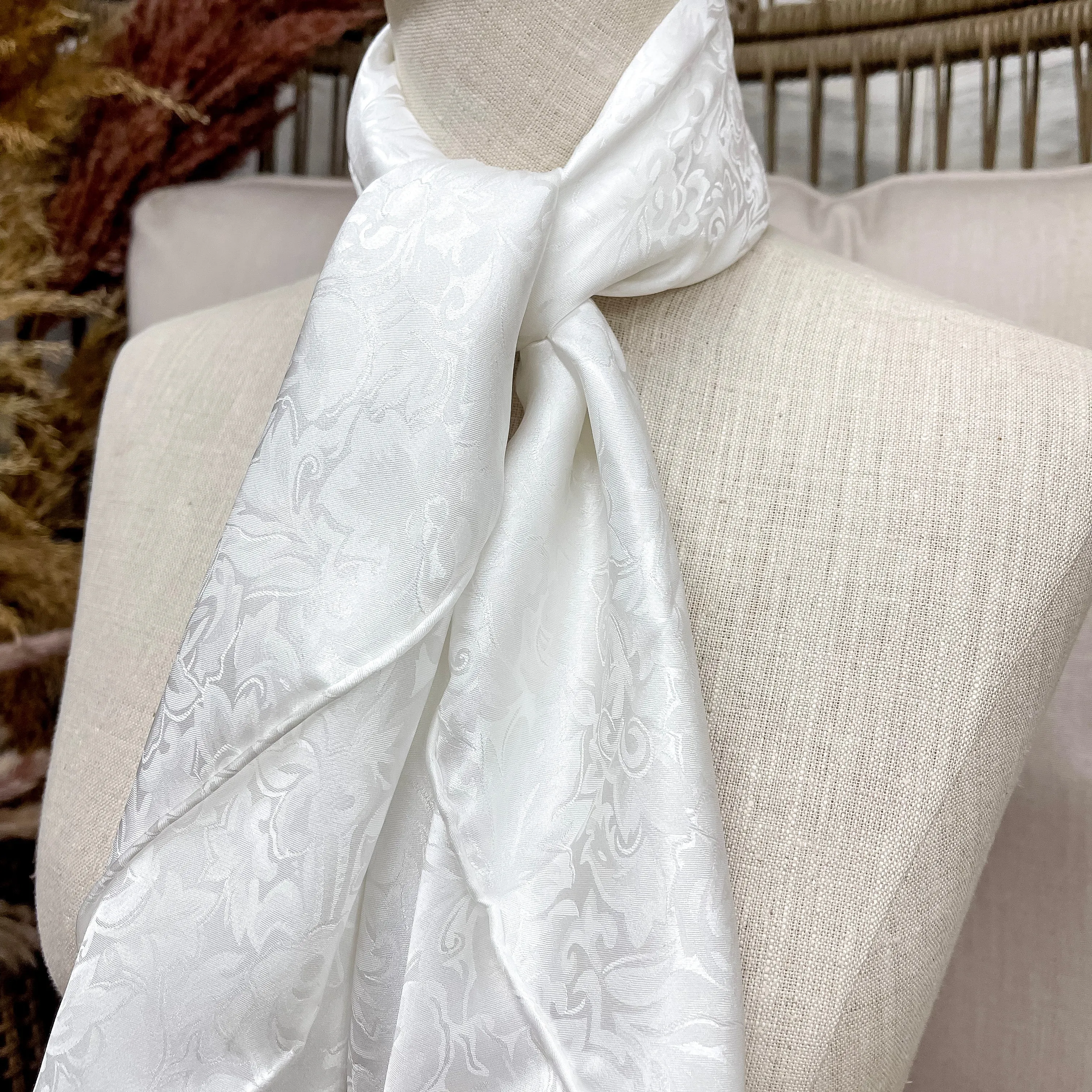 Jacquard Silk Wild Rag in White