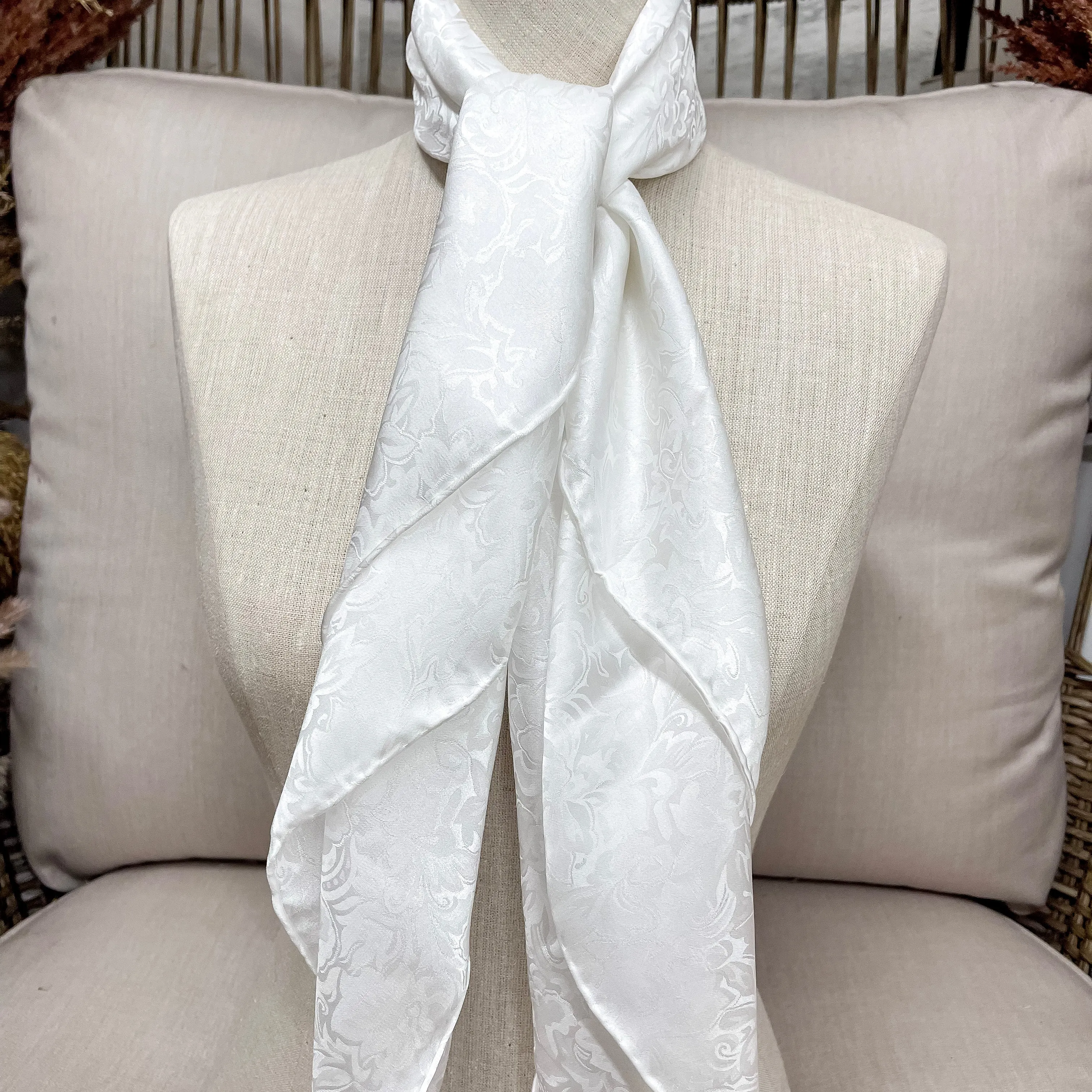Jacquard Silk Wild Rag in White