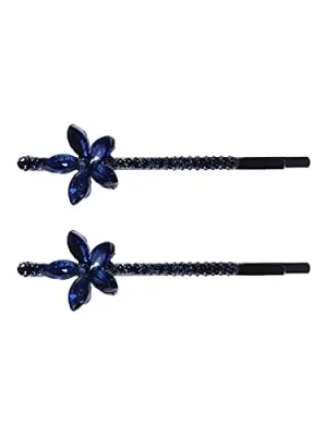 Kairangi Hair Pins for Women Girls Hair Accessories for Women Hair Pin 2 Pcs Crystal Blue Cute Floral Bobby Pins for Hair Pins for Girls Bobby Pins fro women Gift for Women and Girls