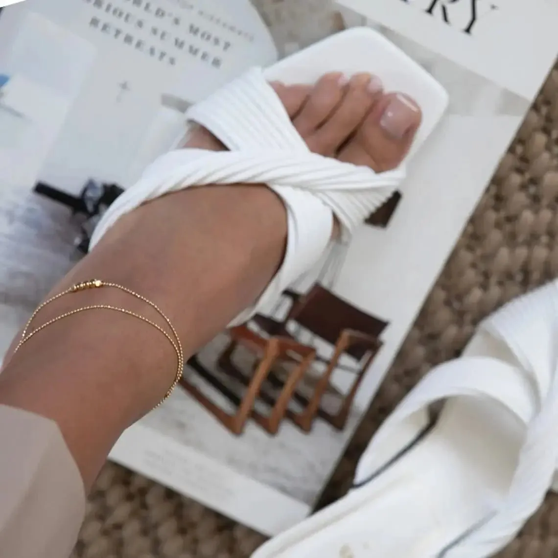 Kyerlyn 14k Gold Dot Anklet Summer Beach