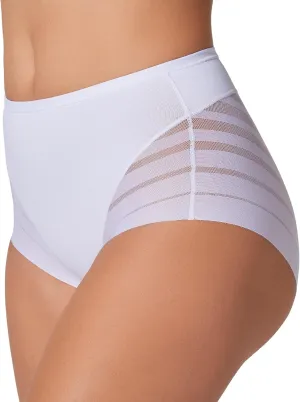Leonisa High Waisted Invisible Tummy Control Shapewear for Women - Stripe Lace Ladies Underwear Panties
