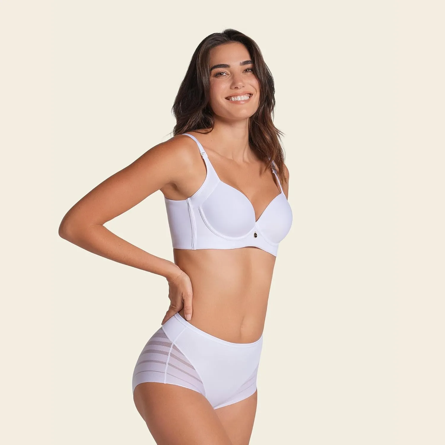 Leonisa High Waisted Invisible Tummy Control Shapewear for Women - Stripe Lace Ladies Underwear Panties