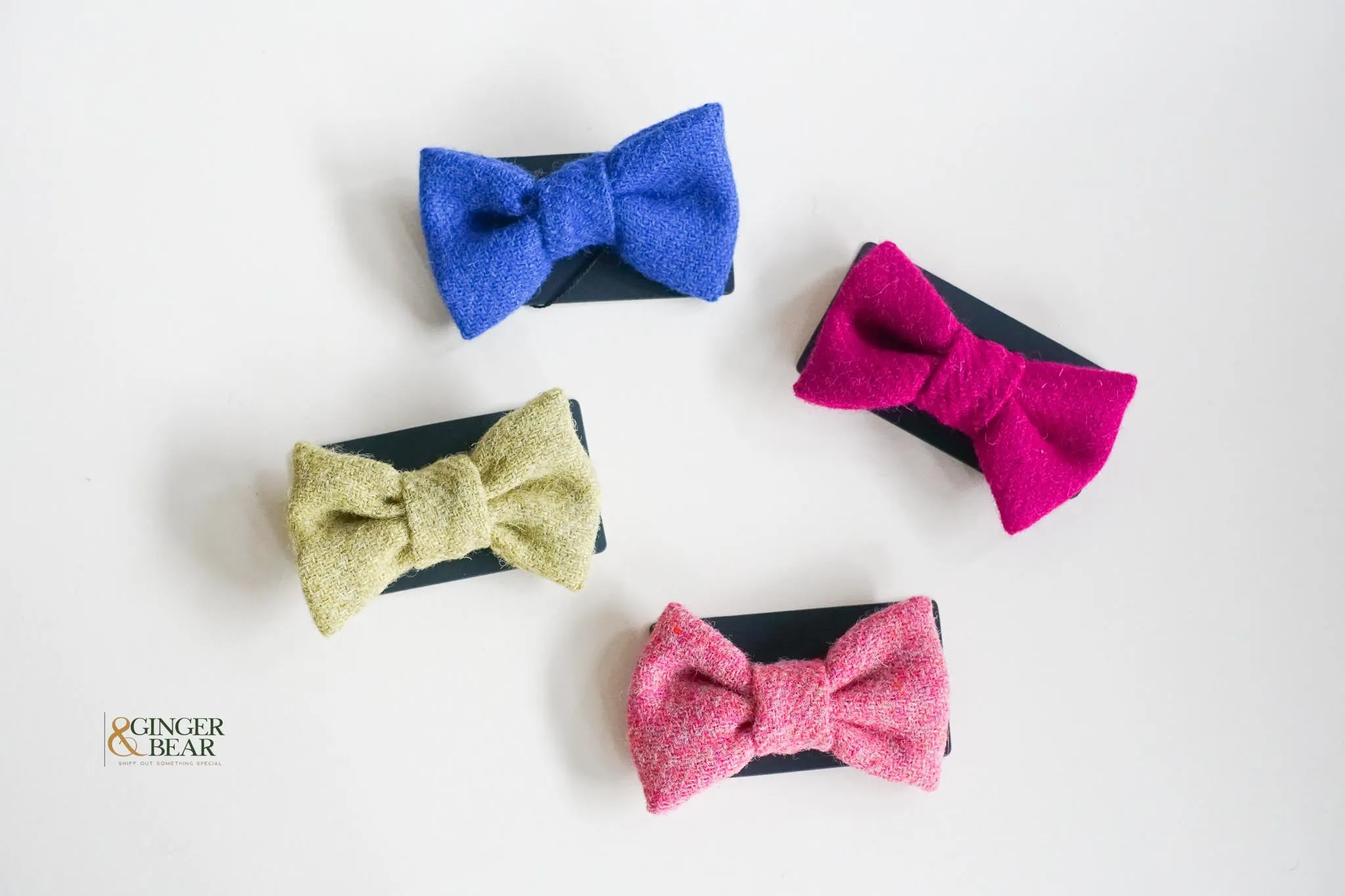 LISH Dog Bow Tie, Dora Magenta Pink Harris Tweed
