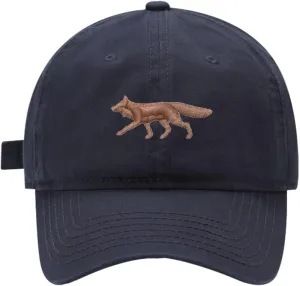 Mens Baseball Caps Embroidered Fox Animal Adjustable Dad Hat Washed Cotton