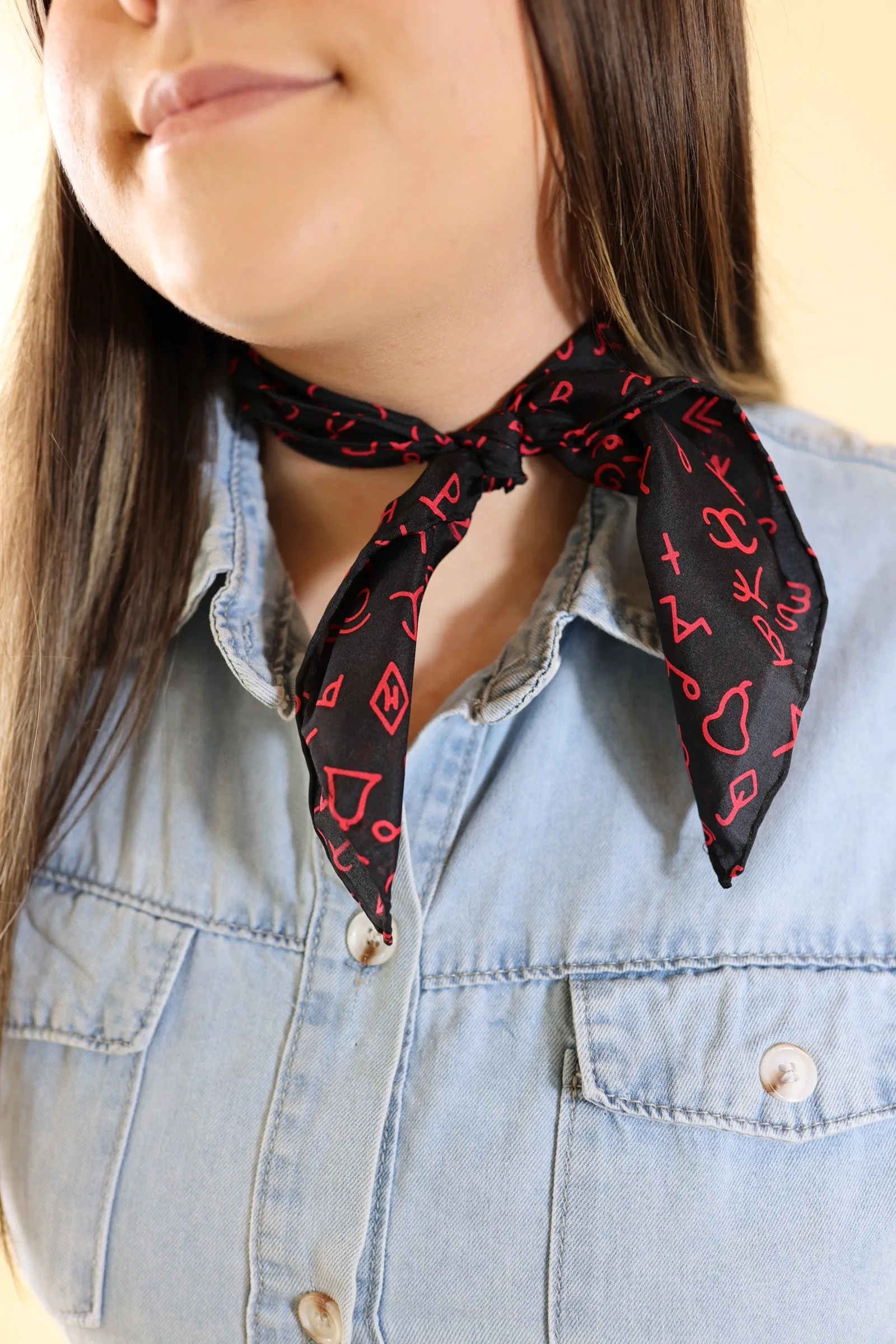 Mini Branded Silk Wild Rag in Black