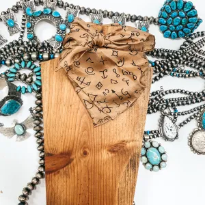 Mini Branded Silk Wild Rag in Tan