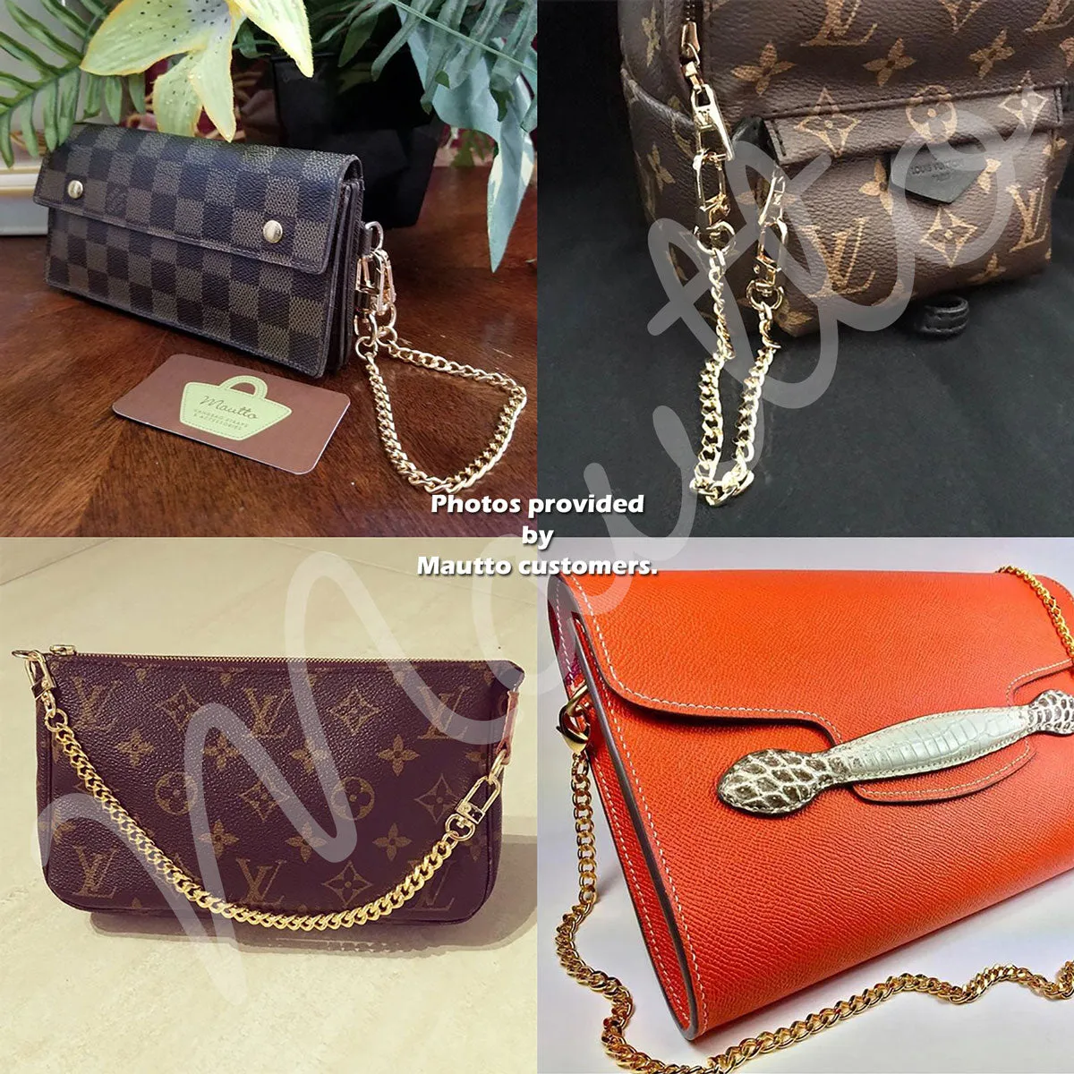 Mini Classic Curb Chain with Diamond Cut Accents, Gold-tone Finish - 1/4 inch (7mm) Wide Luxury Chain Strap - Handle to Crossbody Lengths
