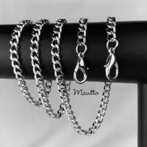Mini Classic Curb Chain with Diamond Cut Accents, Silver-tone Finish - 1/4 inch (7mm) Wide Luxury Chain Strap - Handle to Crossbody Lengths