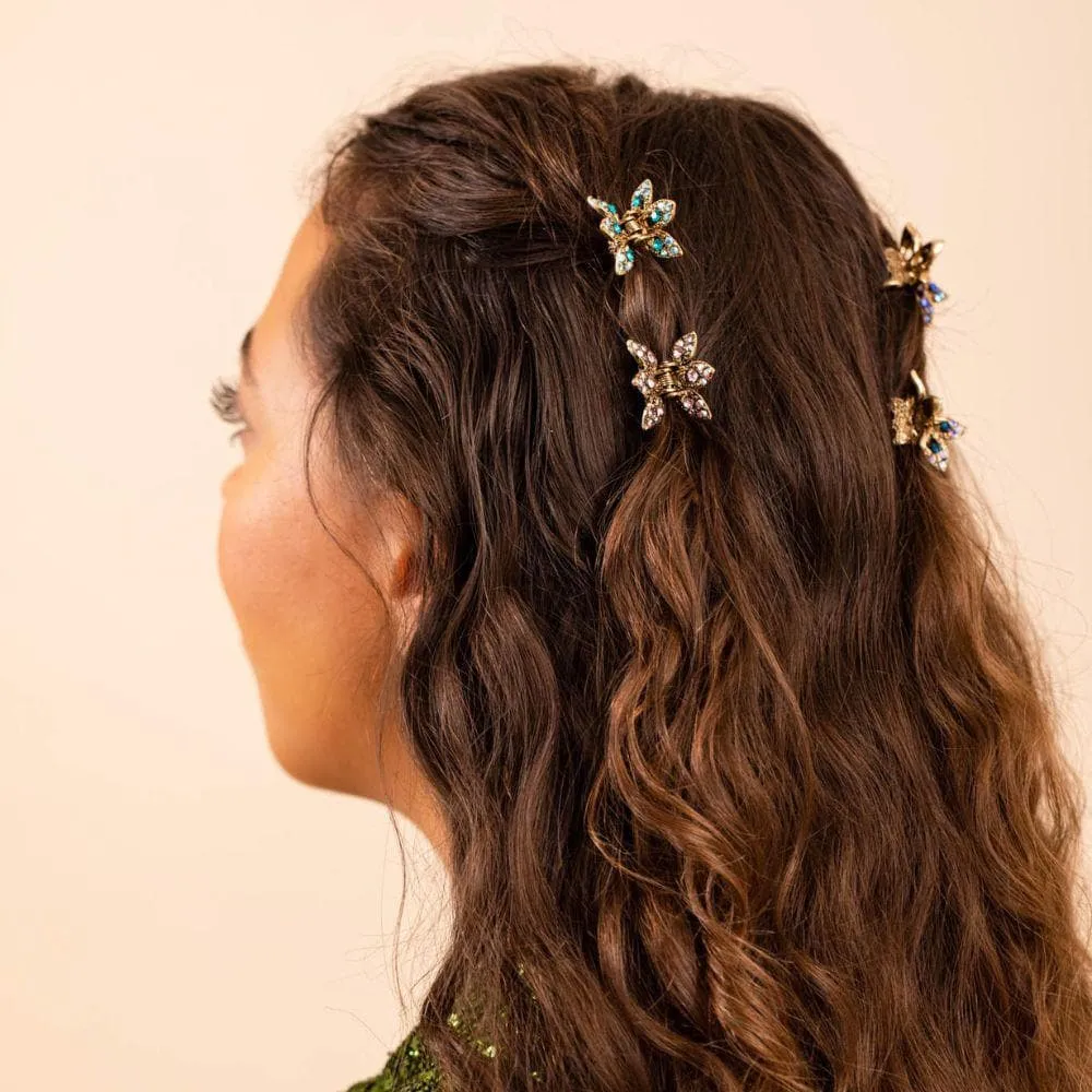 Mini Crystal Maple Leaf Hair Claw Clip