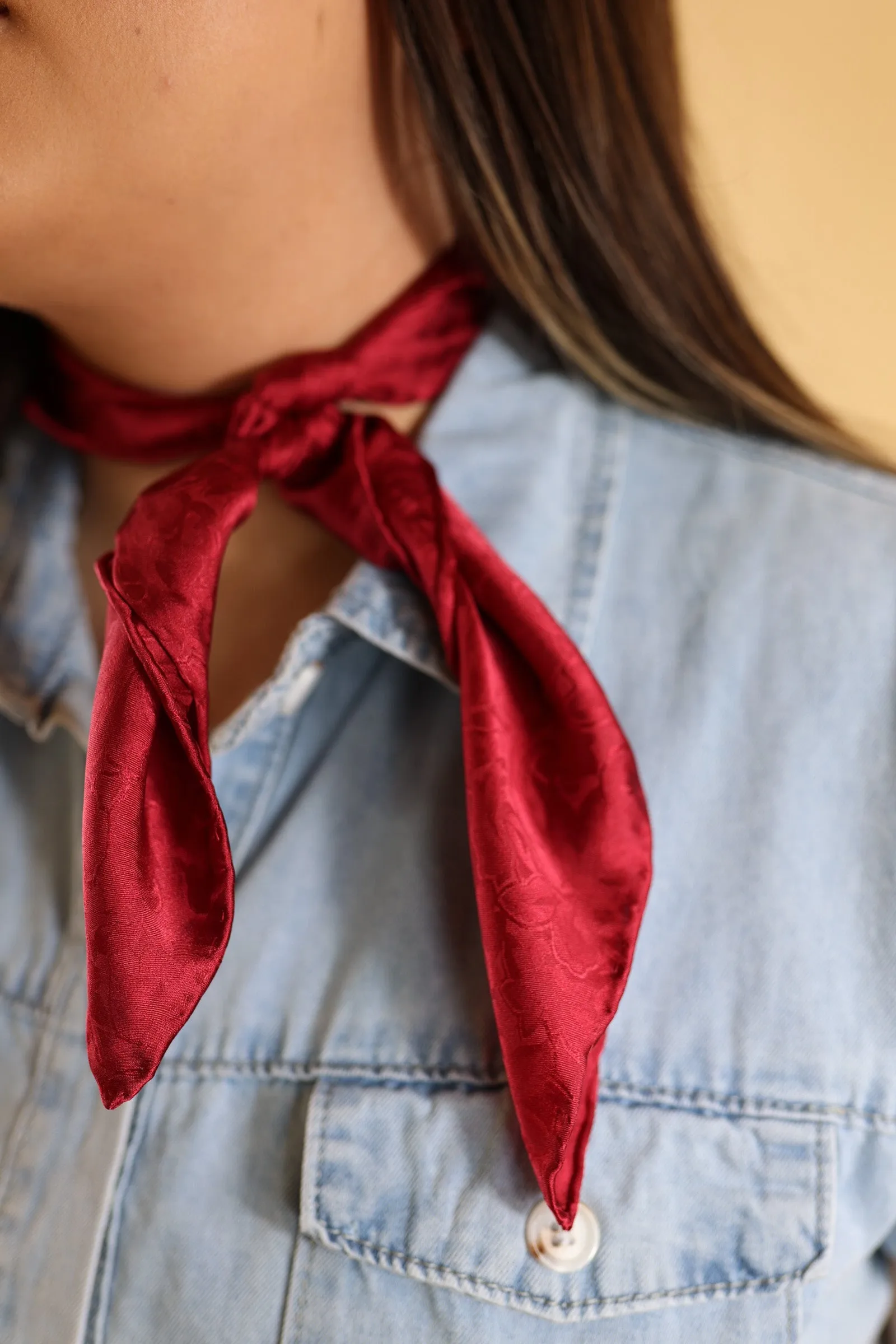 Mini Jacquard Silk Wild Rag in Red