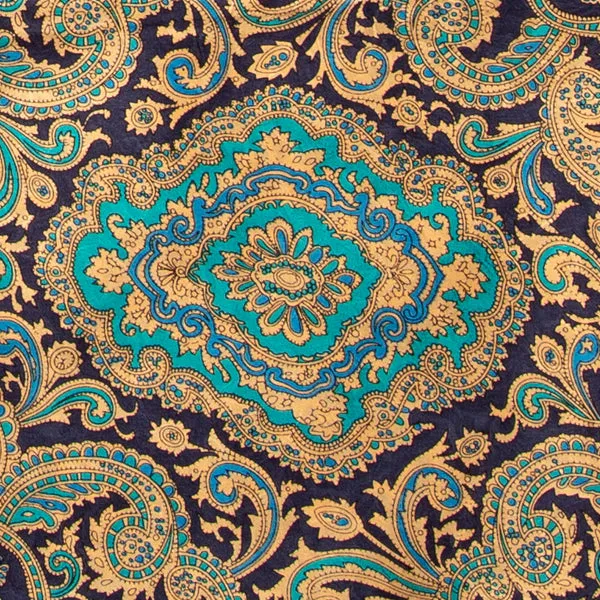 Mini Paisley Silk Wild Rag in Red and Gold