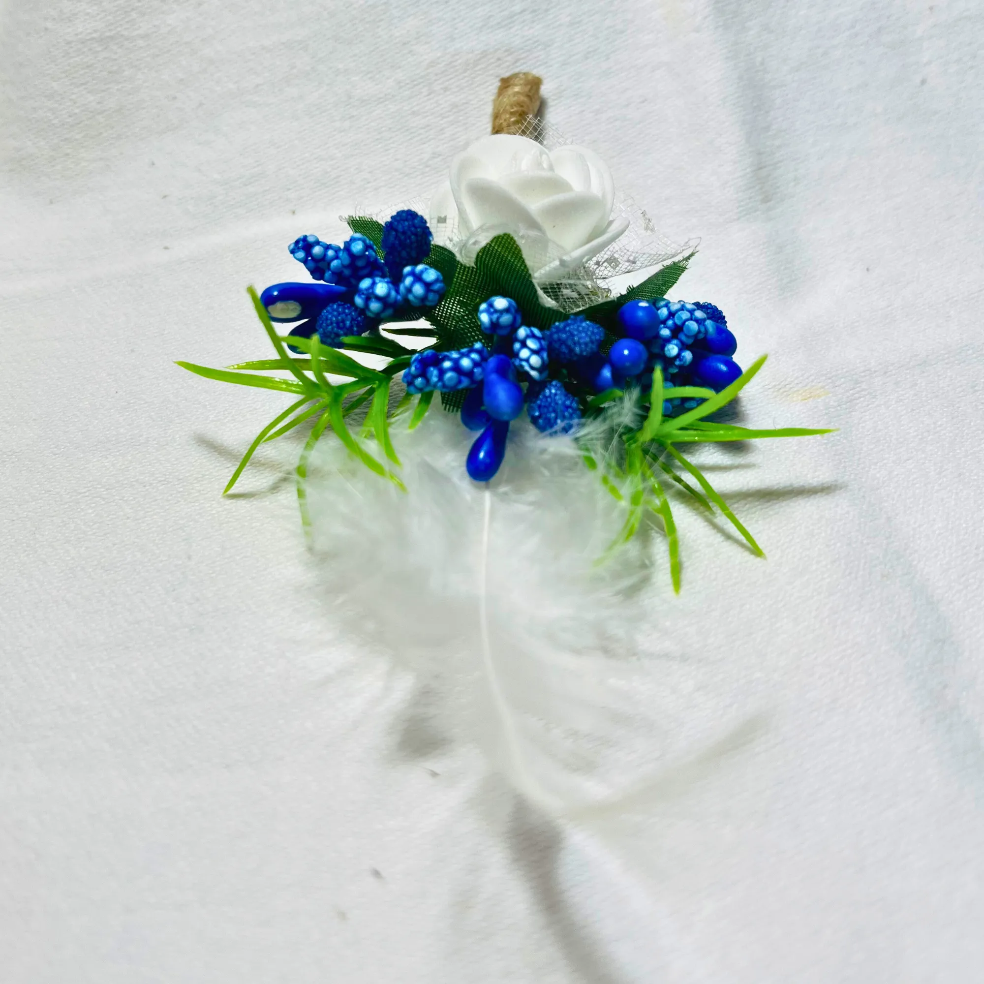 Multicolor Faux Feather Flower Brooch