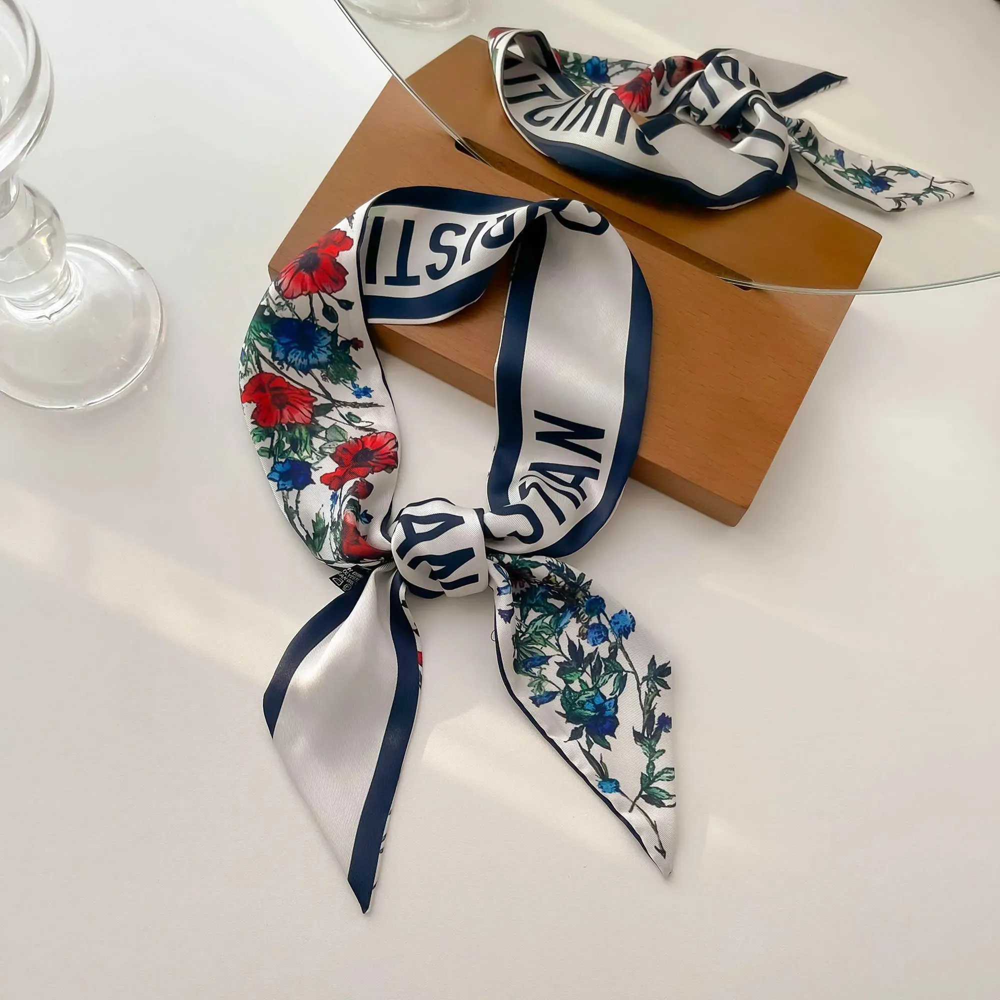 New Twill Silk Scarf D Home Silk Scarf Tied Bag Ribbon Headband High-end Gift