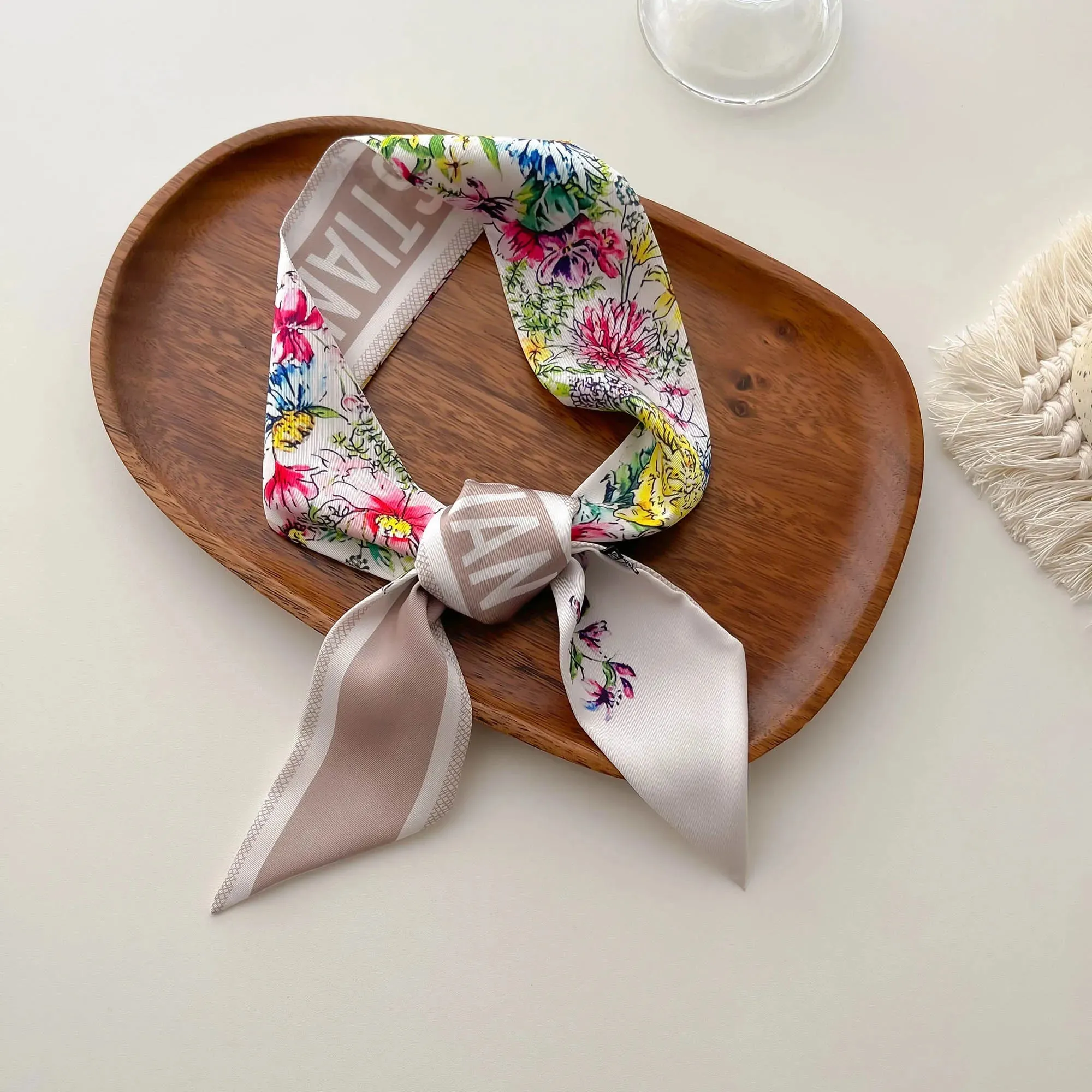 New Twill Silk Scarf D Home Silk Scarf Tied Bag Ribbon Headband High-end Gift