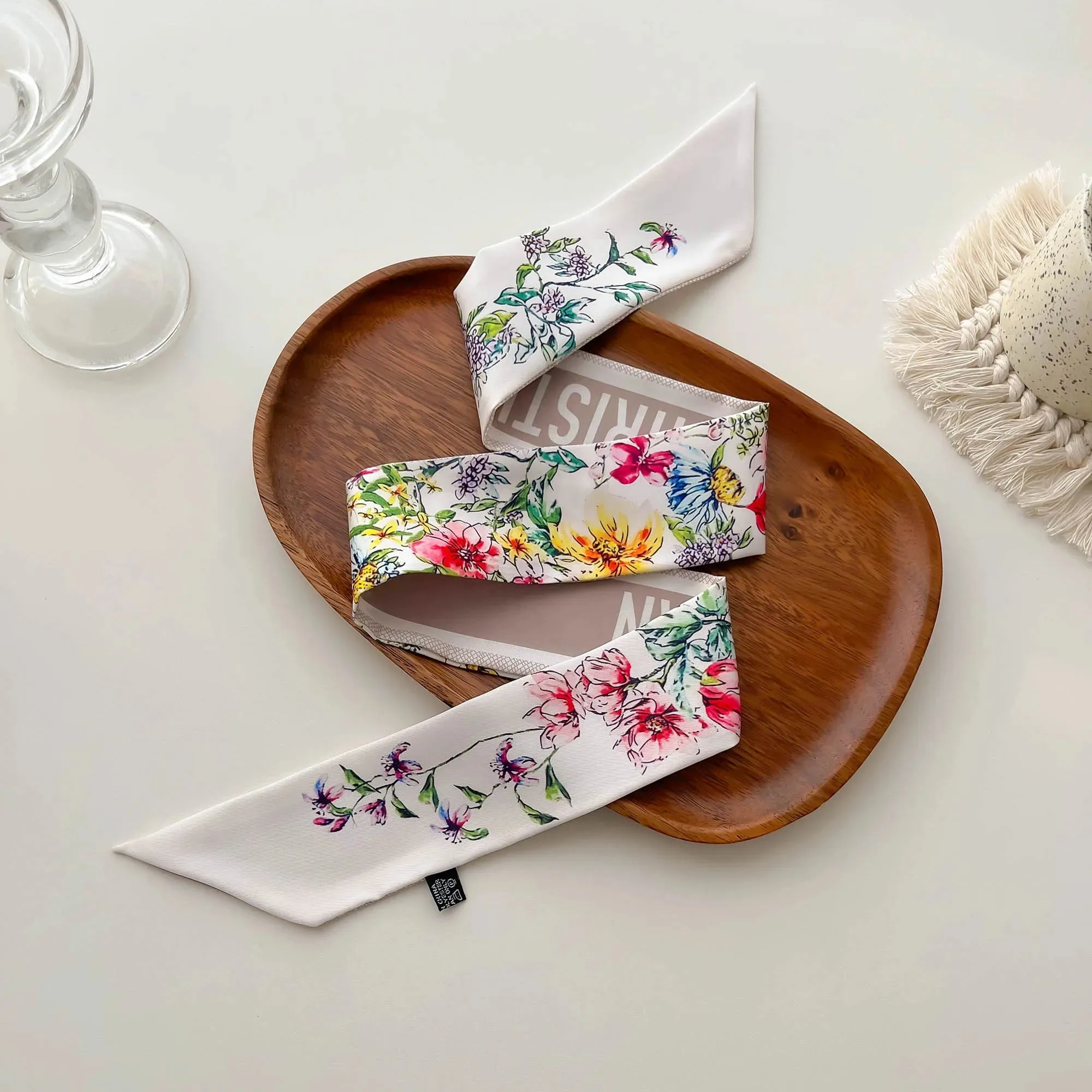 New Twill Silk Scarf D Home Silk Scarf Tied Bag Ribbon Headband High-end Gift