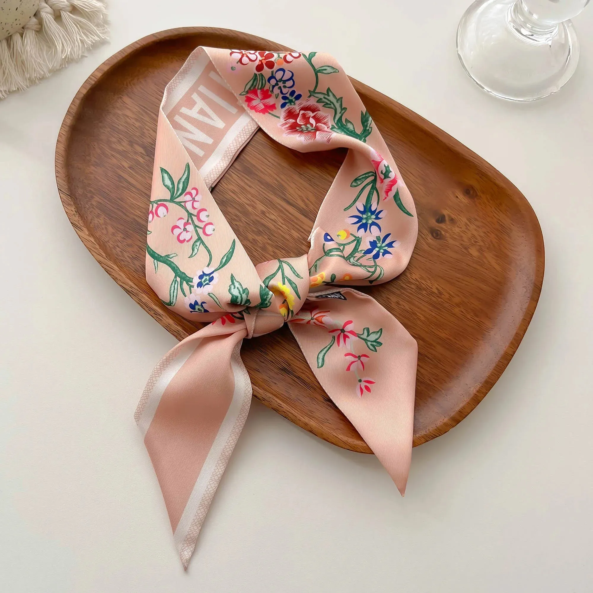 New Twill Silk Scarf D Home Silk Scarf Tied Bag Ribbon Headband High-end Gift