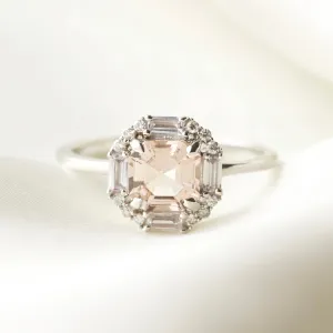 Ophelia Morganite, Sapphire and Diamond Ring