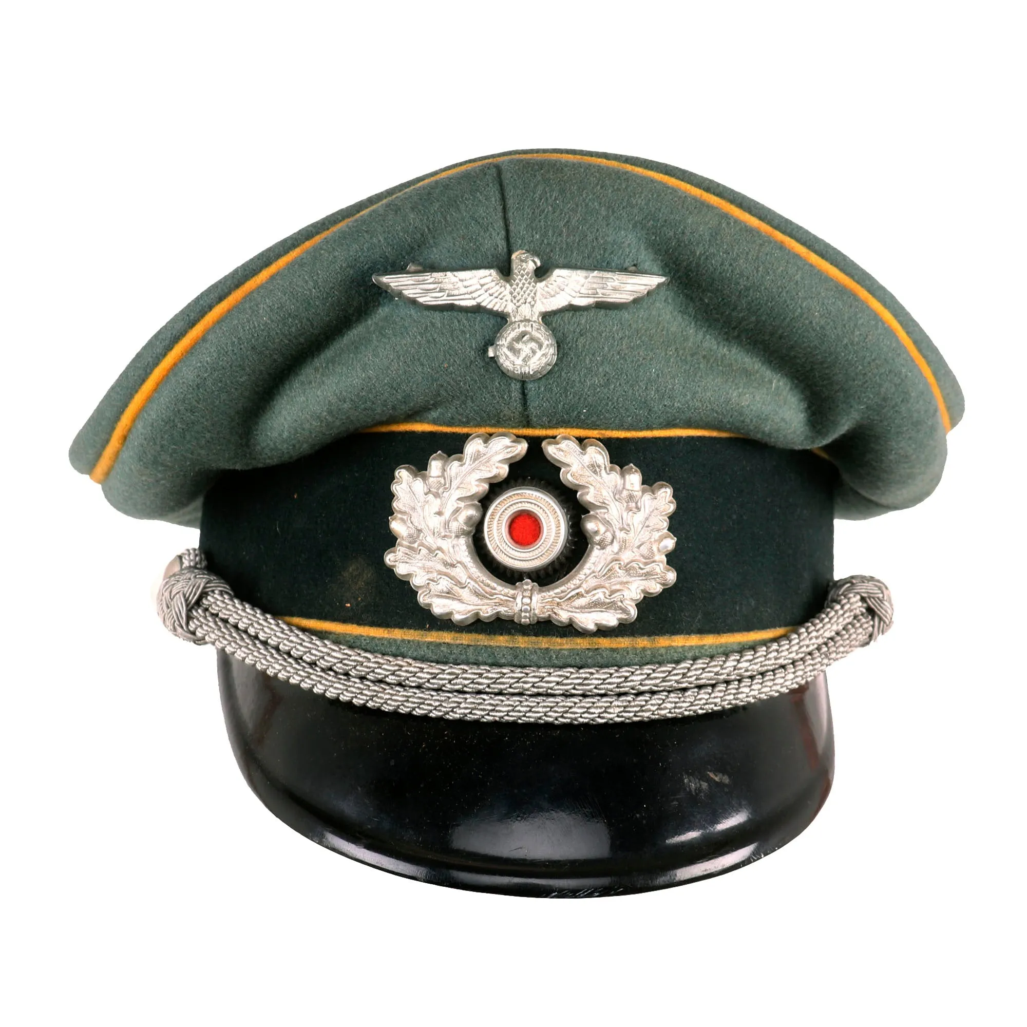 Original German WWII Heer Cavalry Officers Schirmmütze Visor Crush Cap by H. Hanrath of Münster
