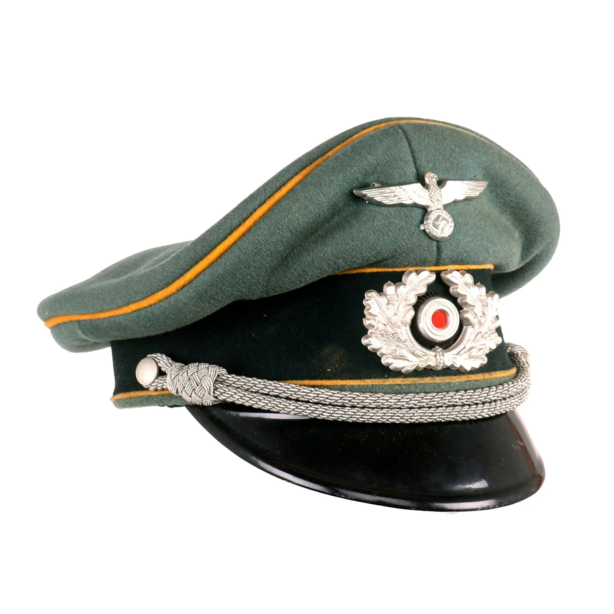 Original German WWII Heer Cavalry Officers Schirmmütze Visor Crush Cap by H. Hanrath of Münster