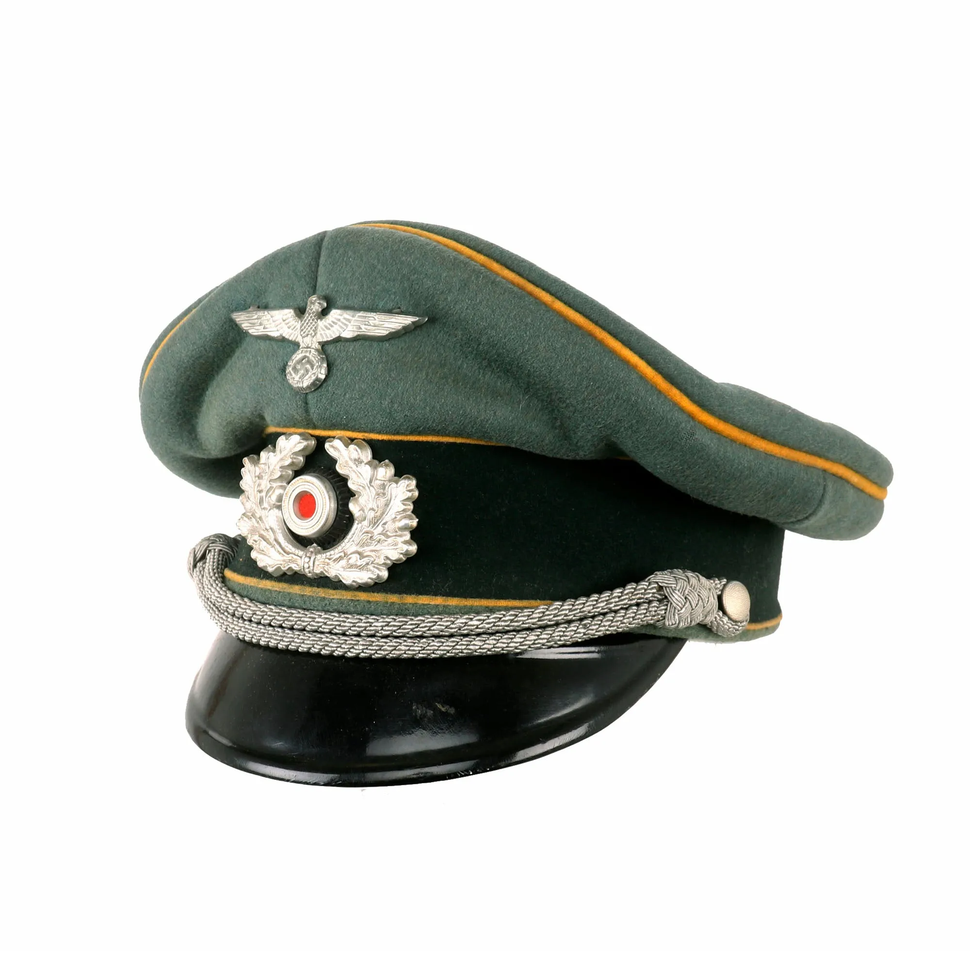 Original German WWII Heer Cavalry Officers Schirmmütze Visor Crush Cap by H. Hanrath of Münster