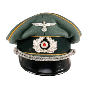 Original German WWII Heer Cavalry Officers Schirmmütze Visor Crush Cap by H. Hanrath of Münster
