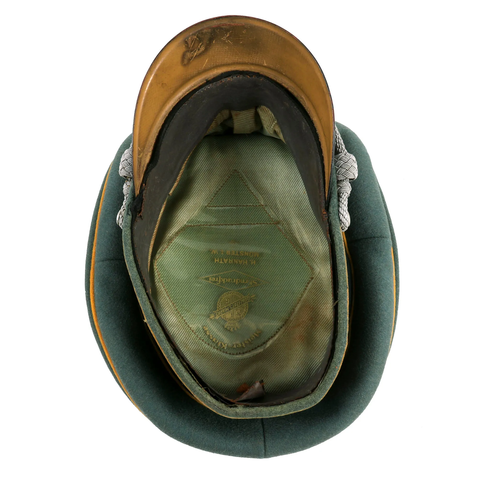 Original German WWII Heer Cavalry Officers Schirmmütze Visor Crush Cap by H. Hanrath of Münster