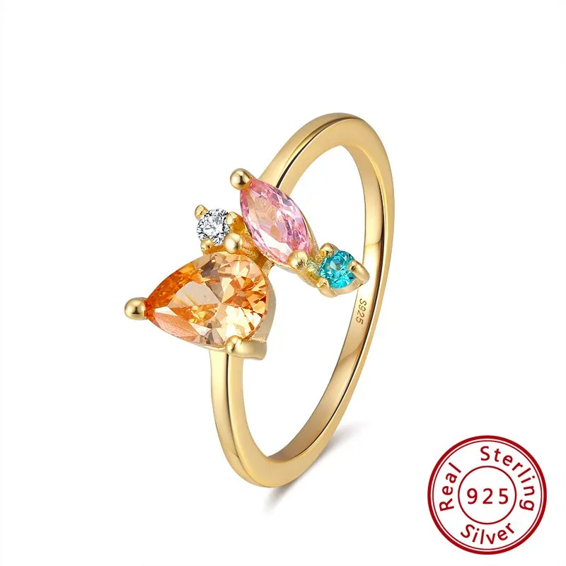 ORSA JEWELS Delicate 925 Silver Wedding Rings for Female with Multi-Color Big Crystal Zircon Jewelry Party Gift Wholesale OSR208