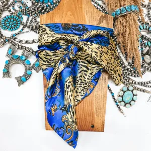 Paisley Peacock Charmeuse Silk Wild Rag in Royal Blue