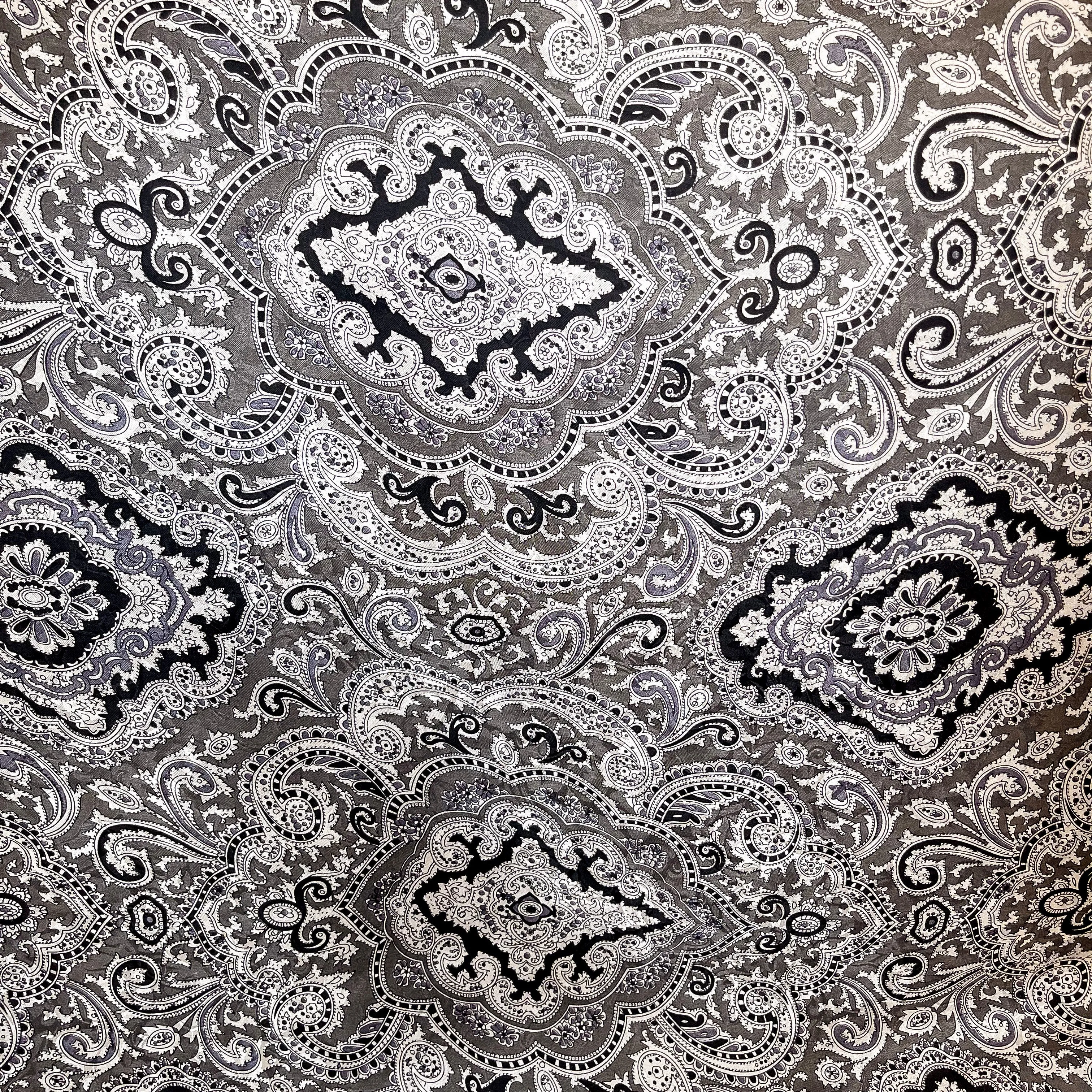 Paisley Silk Wild Rag in Black and Silver