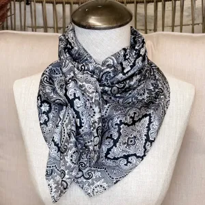 Paisley Silk Wild Rag in Black and Silver