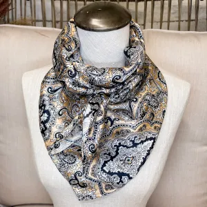 Paisley Silk Wild Rag in Tan and Black