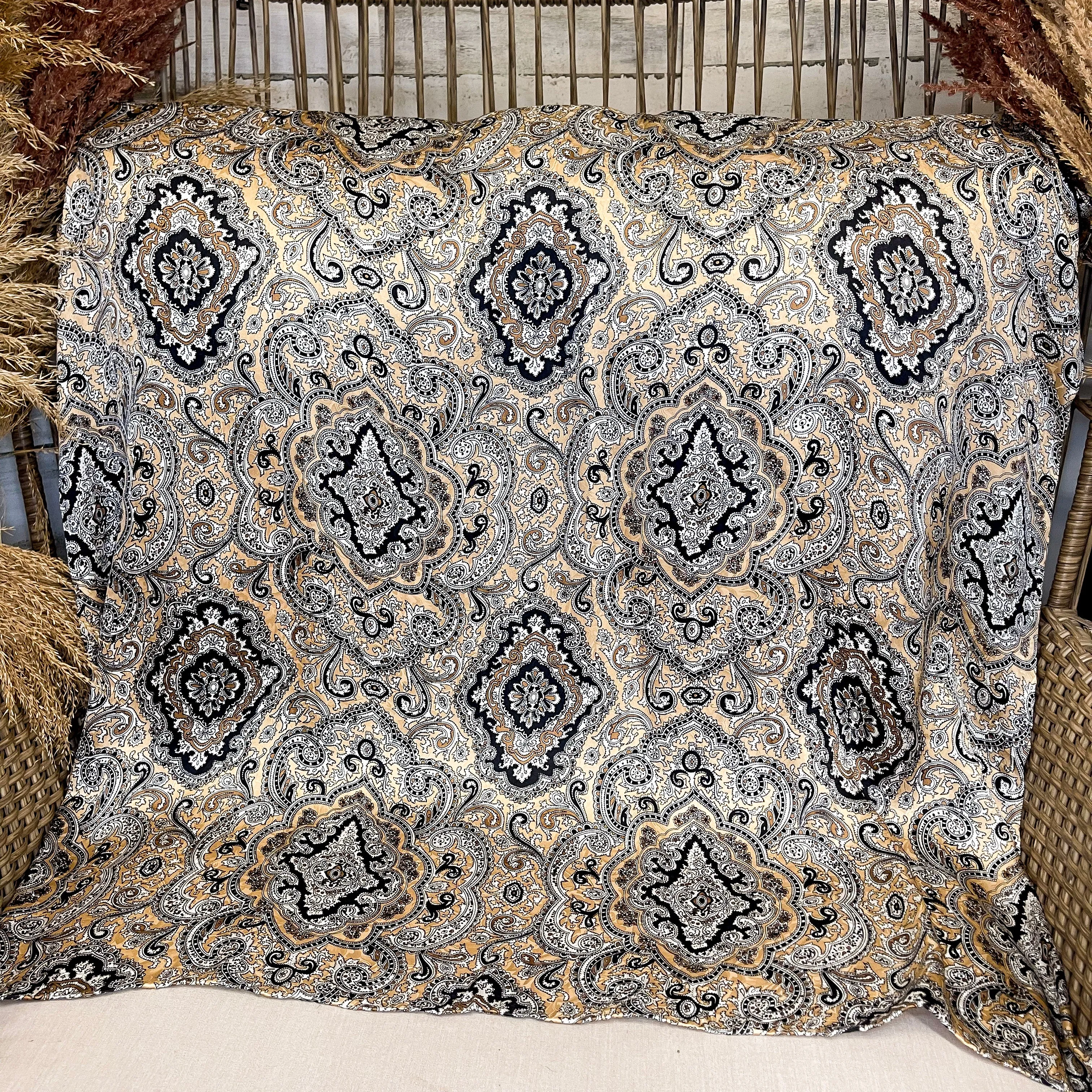 Paisley Silk Wild Rag in Tan and Black