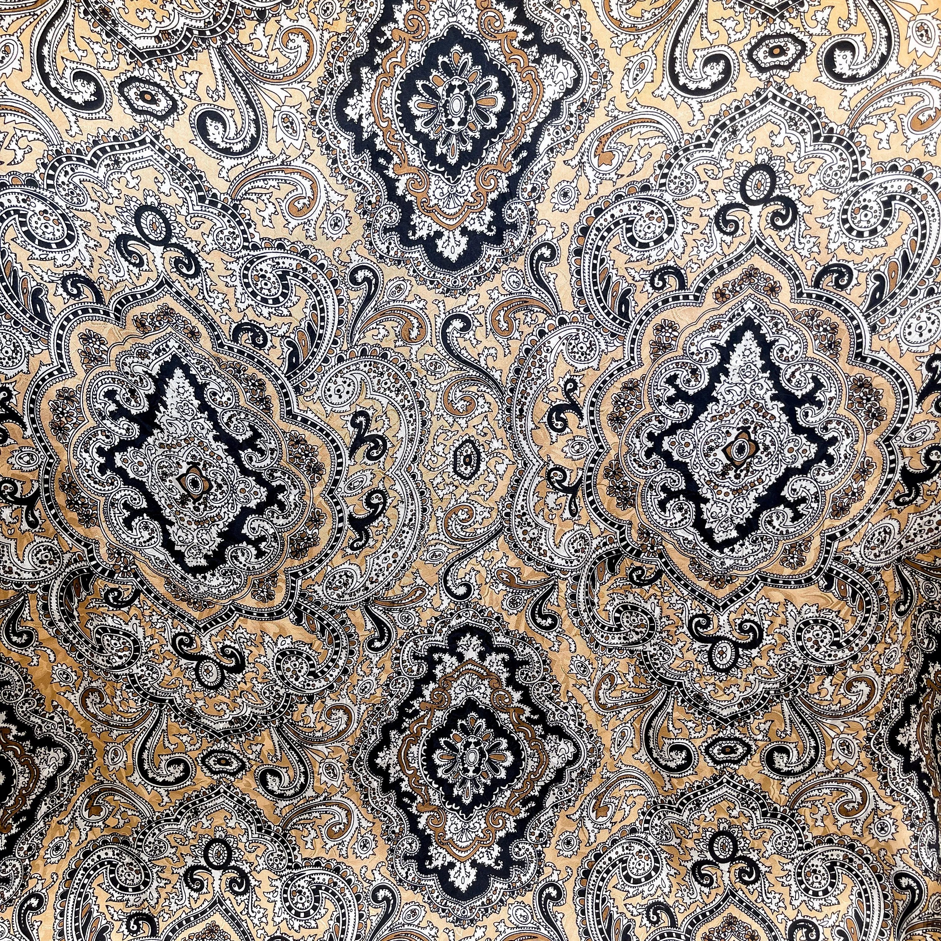 Paisley Silk Wild Rag in Tan and Black