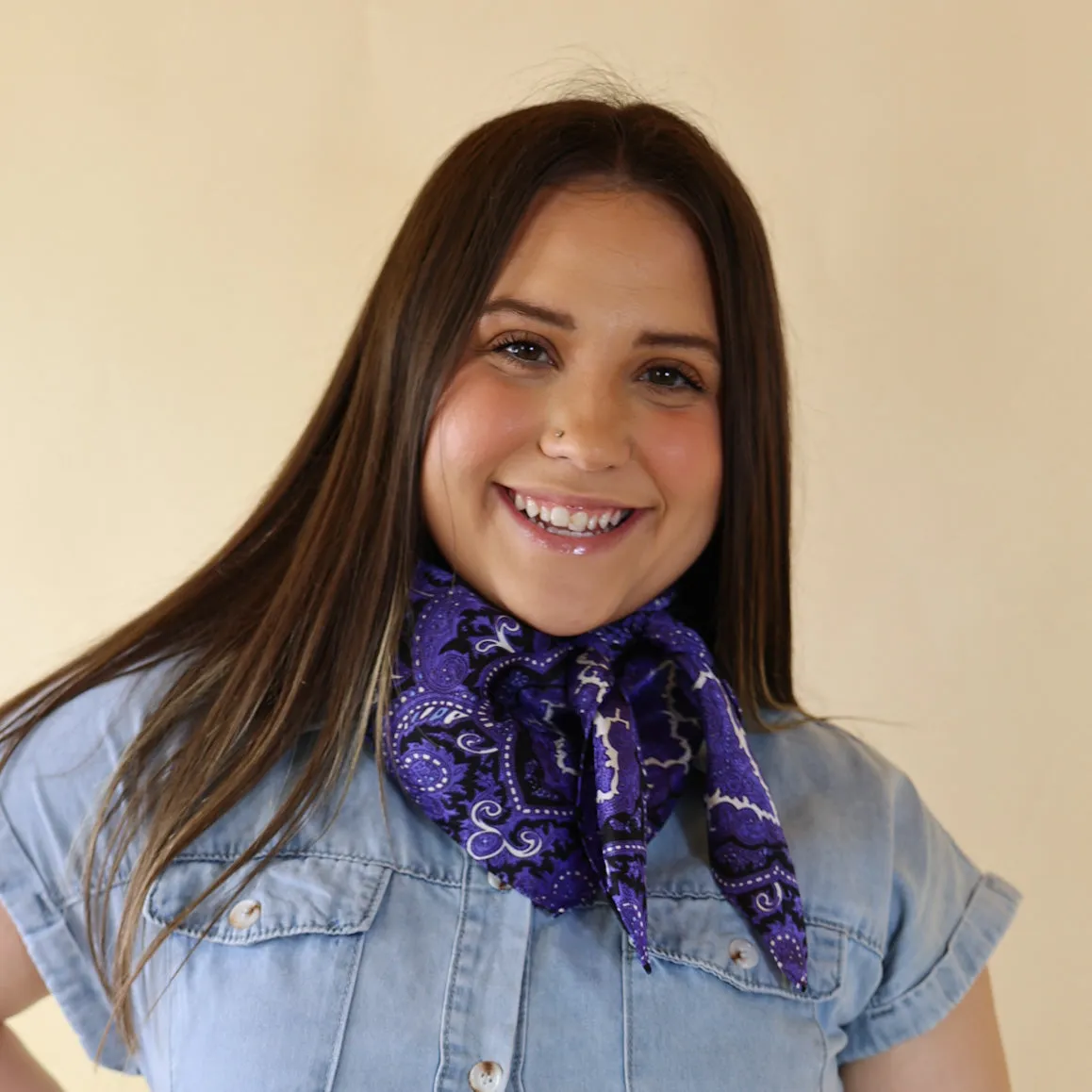 Paisley Wild Rag in Purple and Black