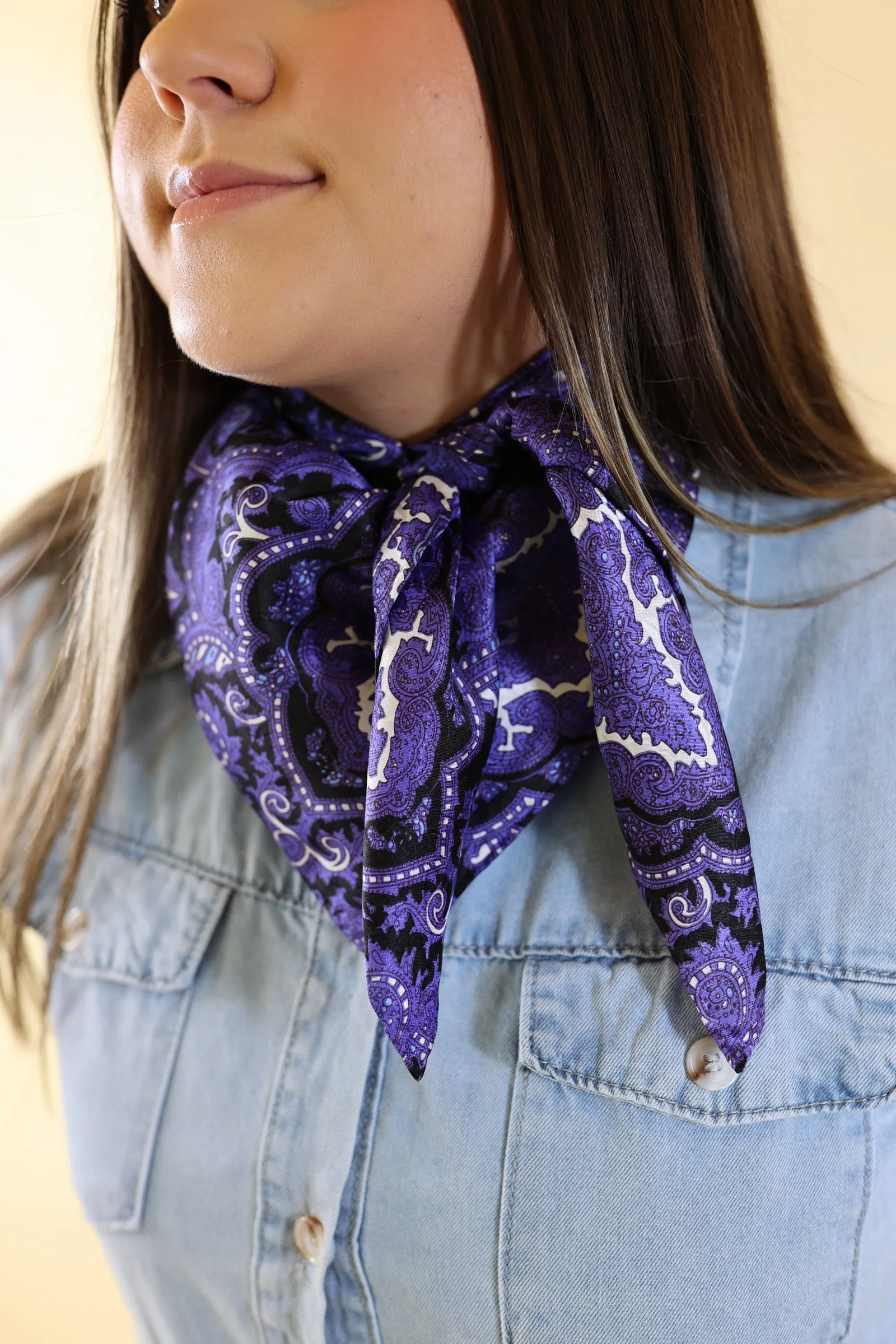 Paisley Wild Rag in Purple and Black