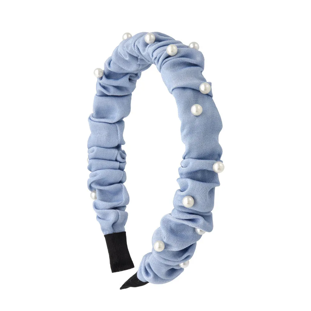 Pearly Ruffle Denim Headband
