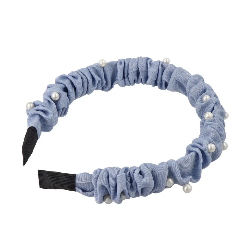 Pearly Ruffle Denim Headband