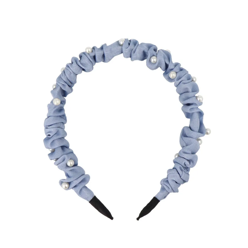 Pearly Ruffle Denim Headband