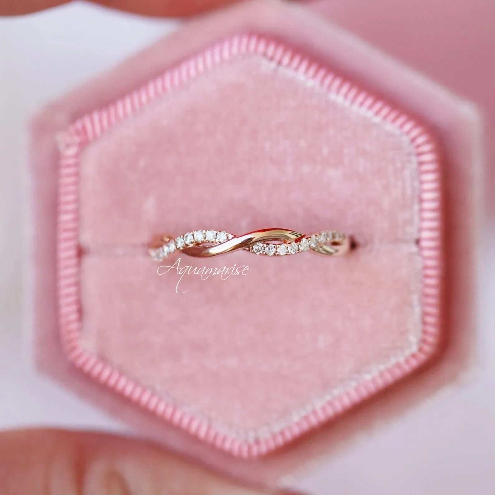 Petite Twisted Vine Diamond Band - 14K Rose Gold Vermeil