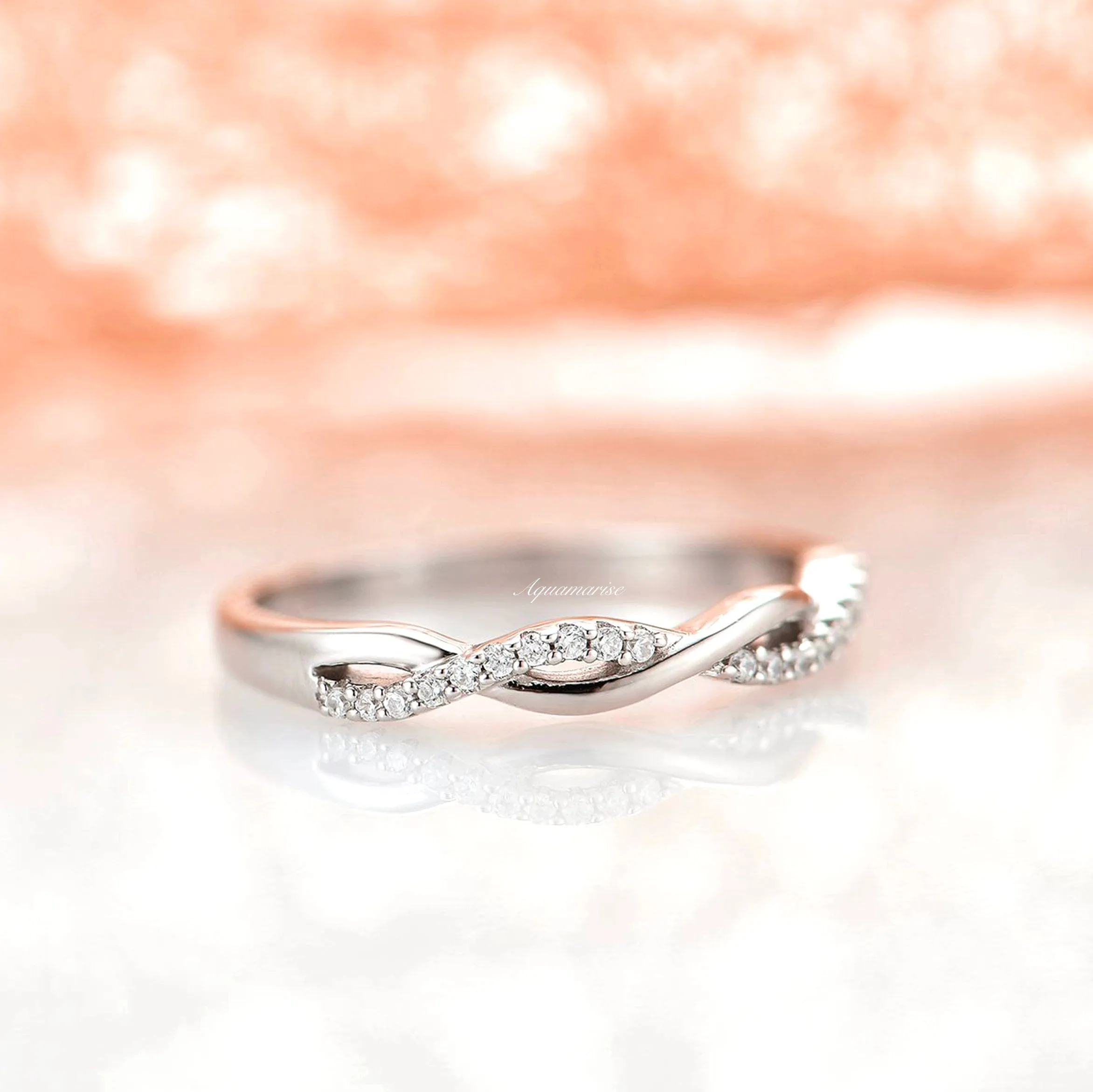 Petite Twisted Vine Diamond Band - Sterling Silver
